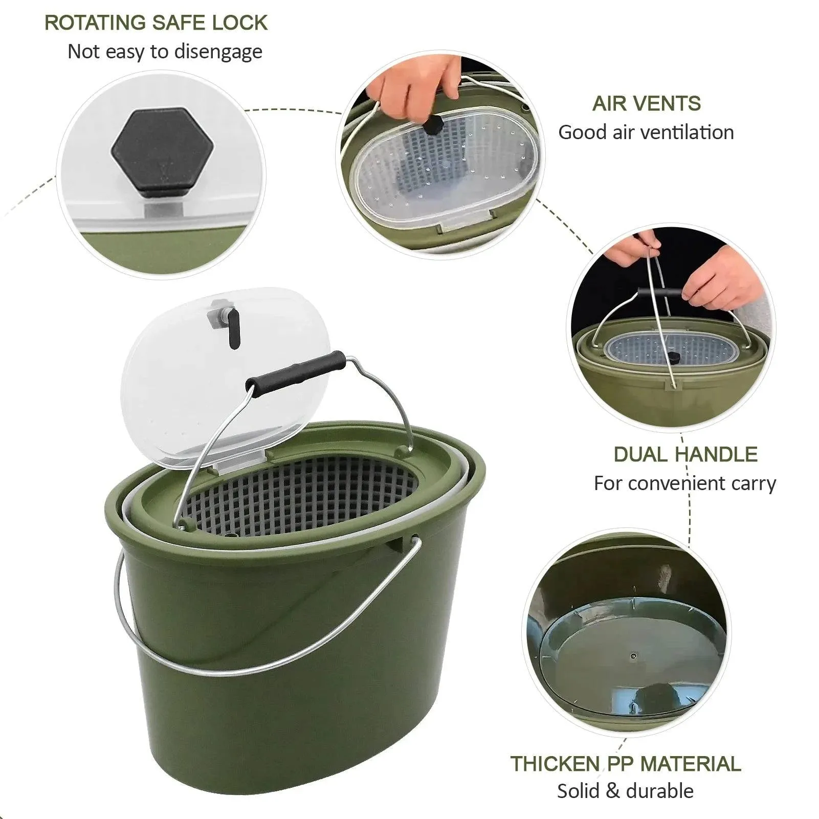 2-in-1 Fishing Bucket Double-Deck Fish Box Detachable Fish Strainer Colander Fishing Bait Storage Fishing Draining Basket