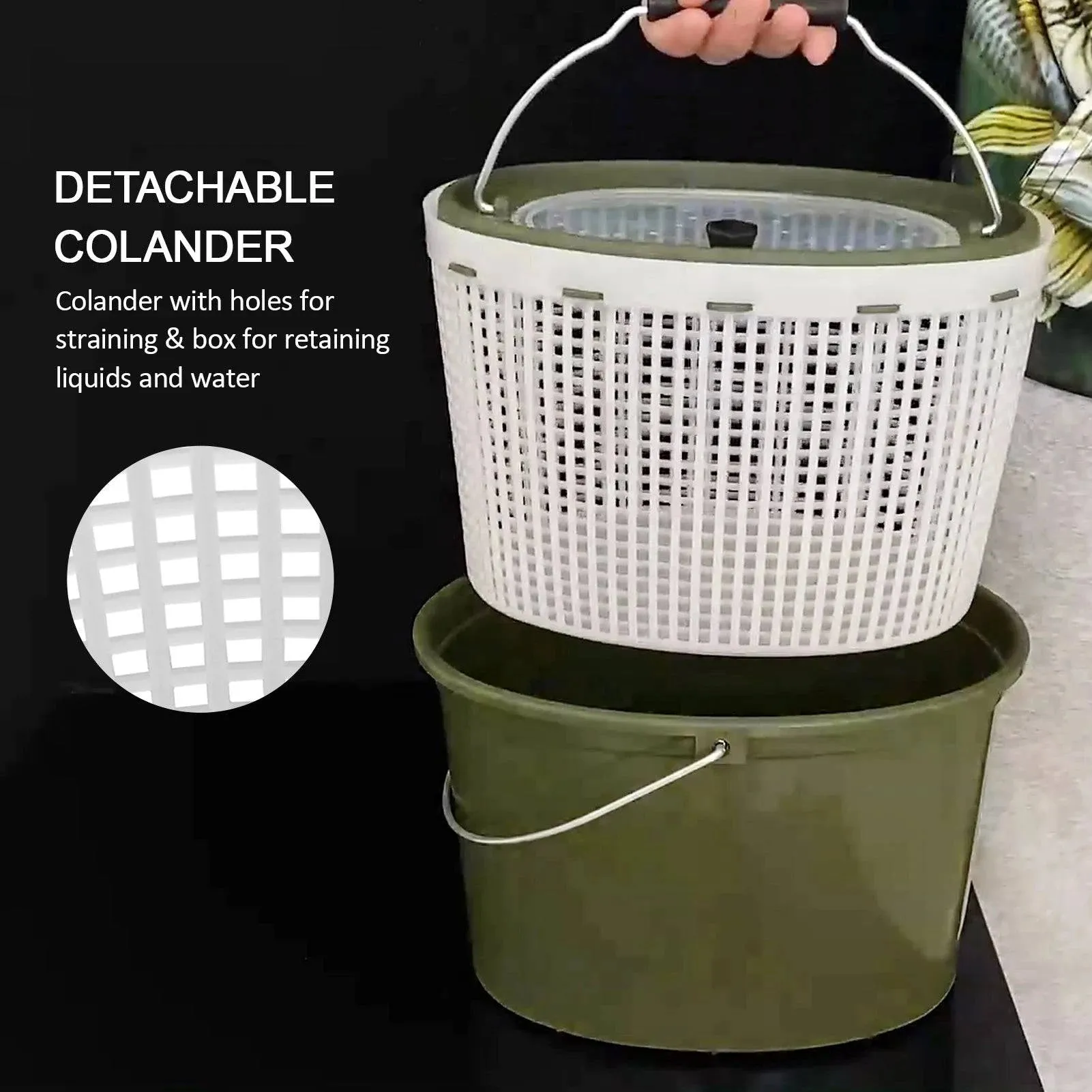 2-in-1 Fishing Bucket Double-Deck Fish Box Detachable Fish Strainer Colander Fishing Bait Storage Fishing Draining Basket