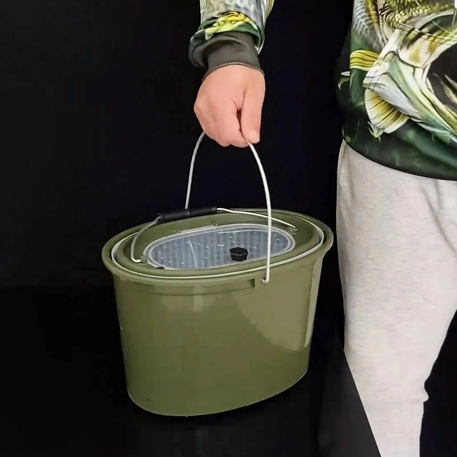 2-in-1 Fishing Bucket Double-Deck Fish Box Detachable Fish Strainer Colander Fishing Bait Storage Fishing Draining Basket