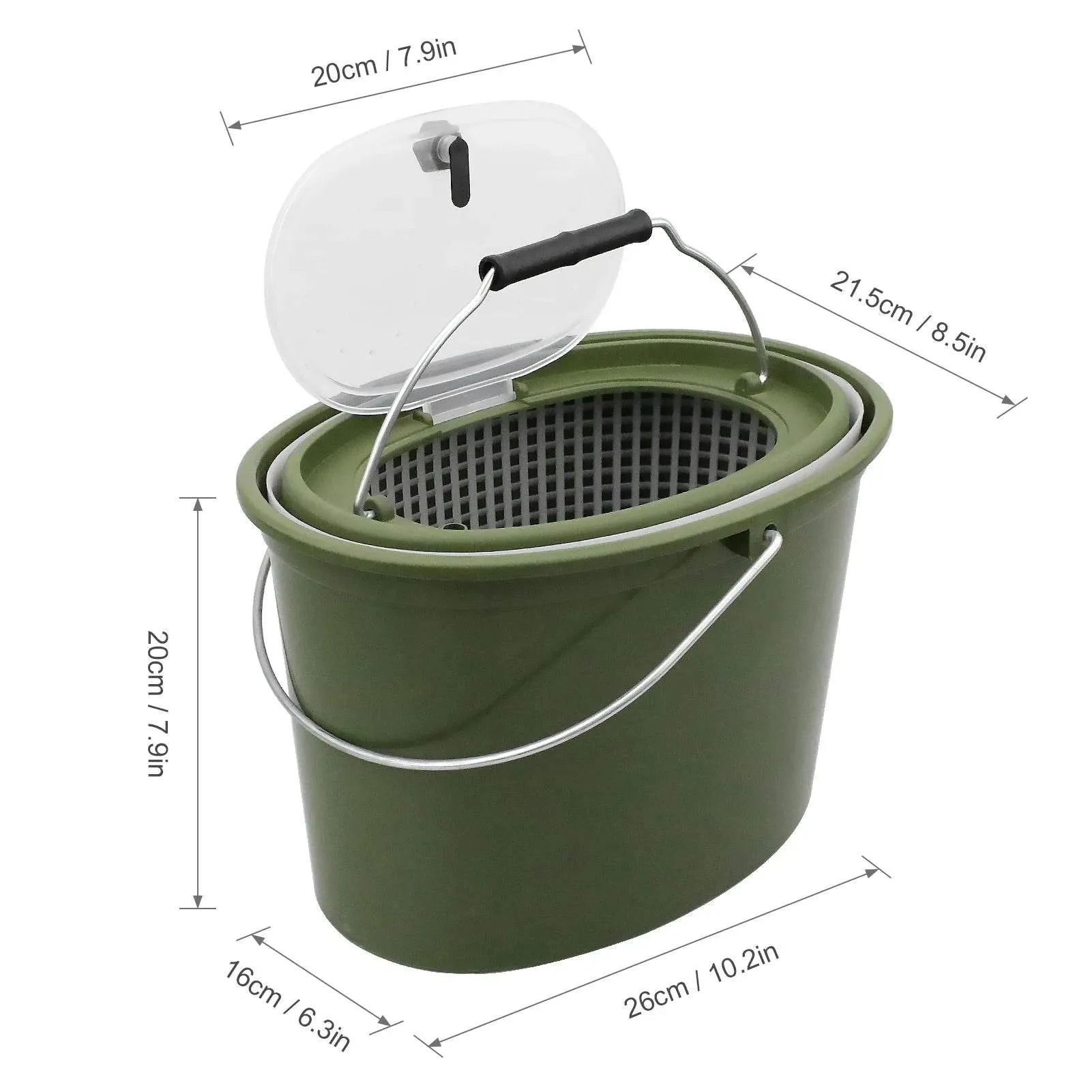 2-in-1 Fishing Bucket Double-Deck Fish Box Detachable Fish Strainer Colander Fishing Bait Storage Fishing Draining Basket