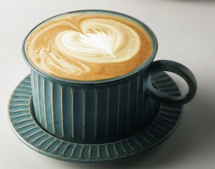 Blue Pottery Coffee Cups, Cappuccino Coffee Mug, Latte Coffee Cup, Blue Tea Cup, Ceramic Coffee Cup, Coffee Cup and Saucer Set