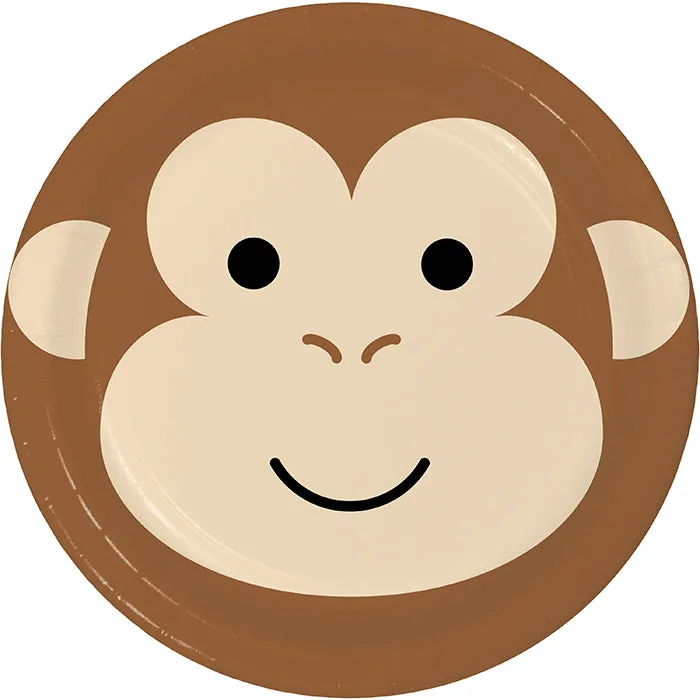 Bulk Pack of 16 Animal Faces Monkey Dinner Plates