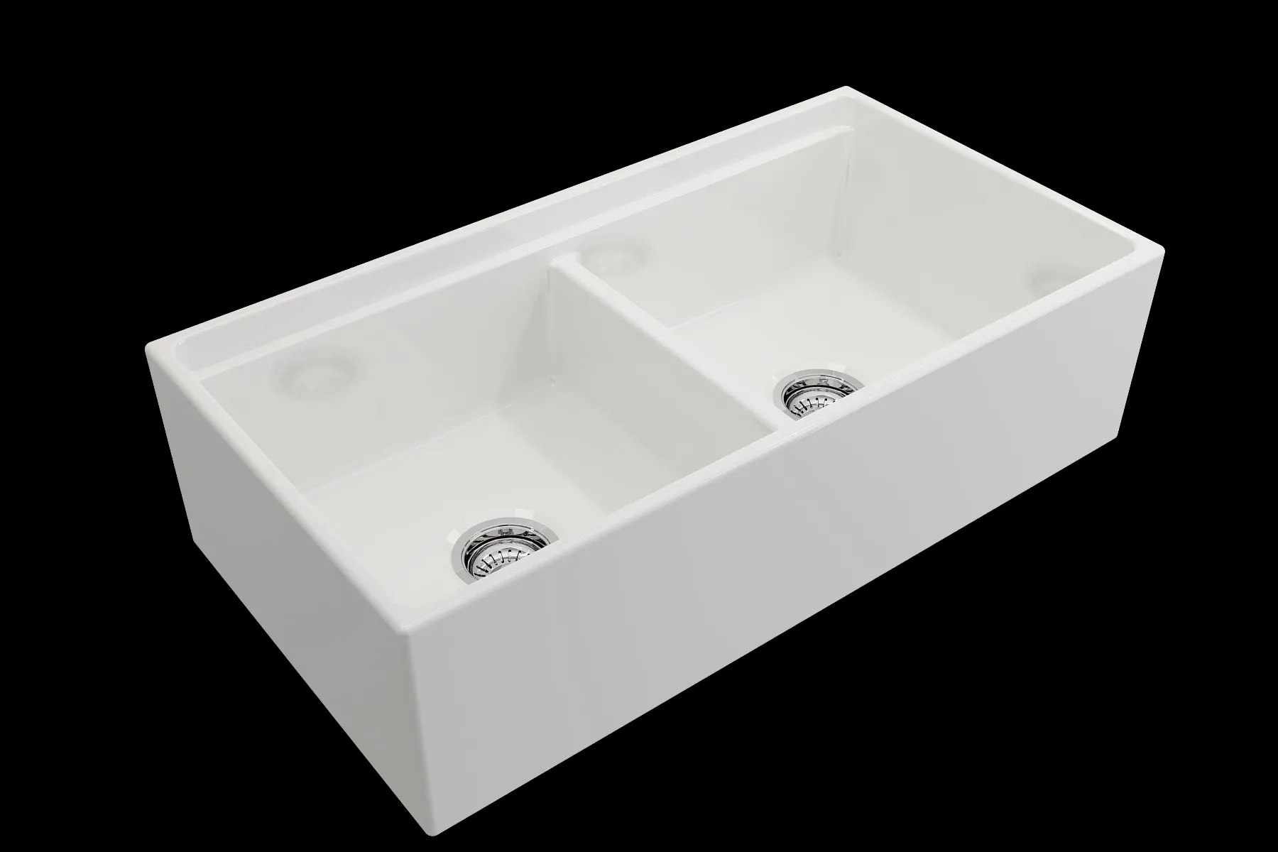 Contempo Step-Rim 36" x 19" x 10" Double-Basin Farmhouse Apron Front Kitchen Sink in White