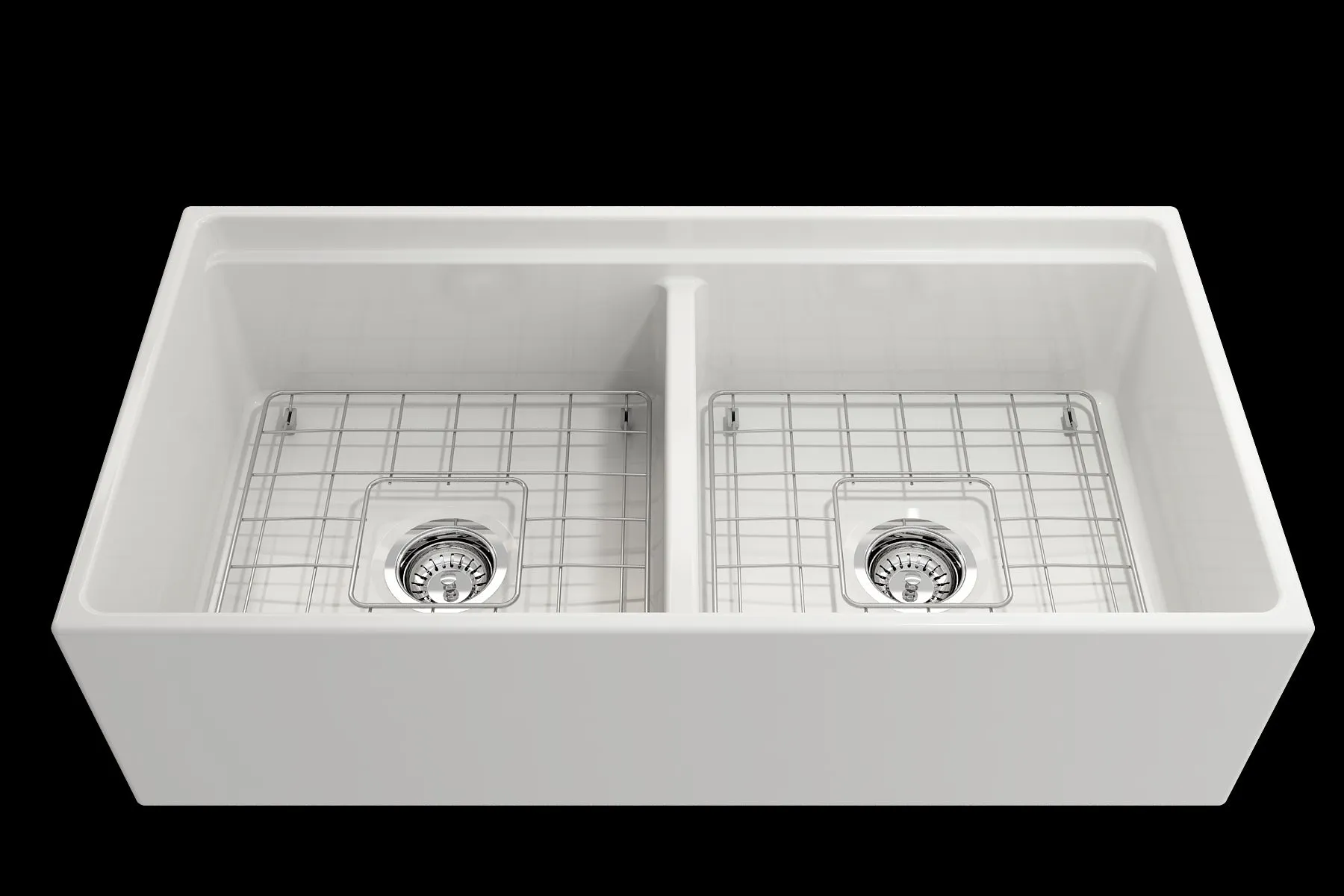 Contempo Step-Rim 36" x 19" x 10" Double-Basin Farmhouse Apron Front Kitchen Sink in White