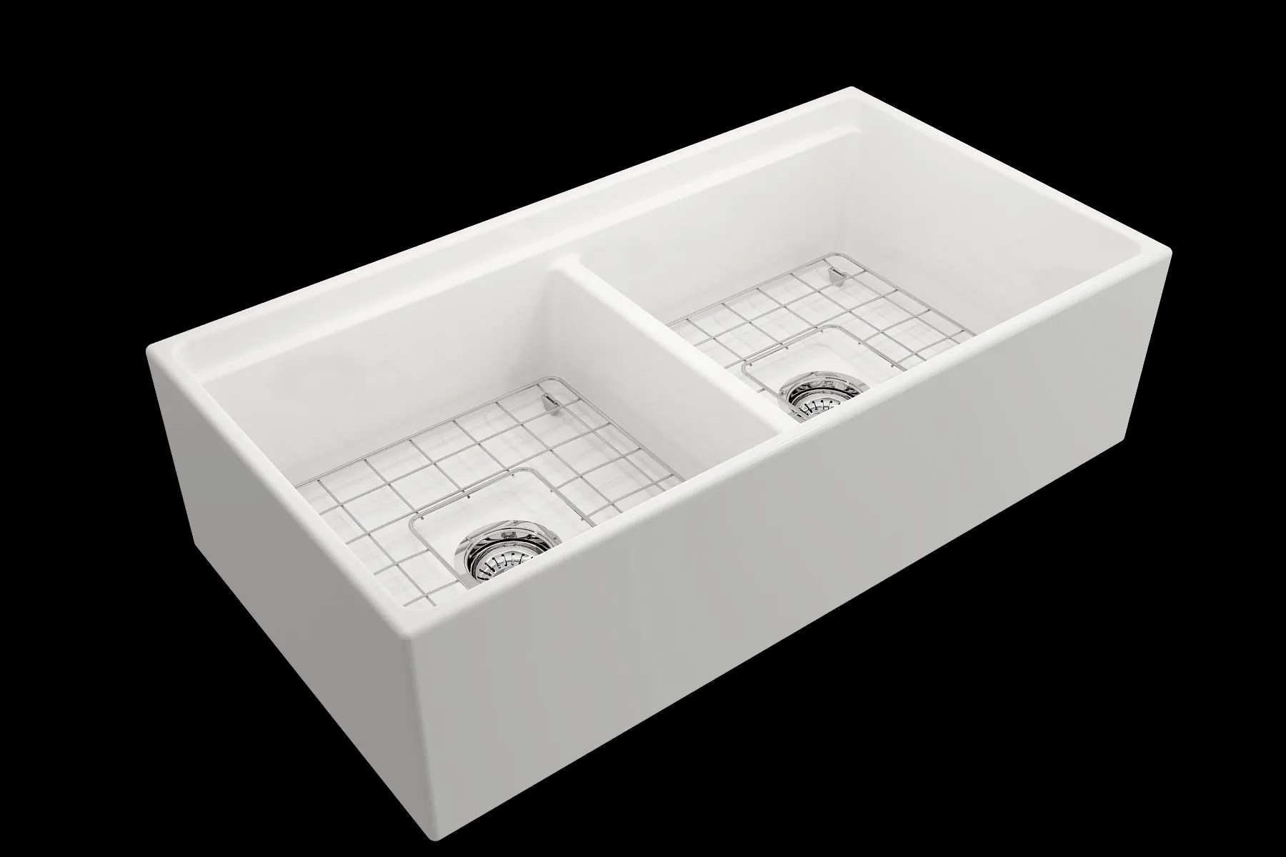Contempo Step-Rim 36" x 19" x 10" Double-Basin Farmhouse Apron Front Kitchen Sink in White