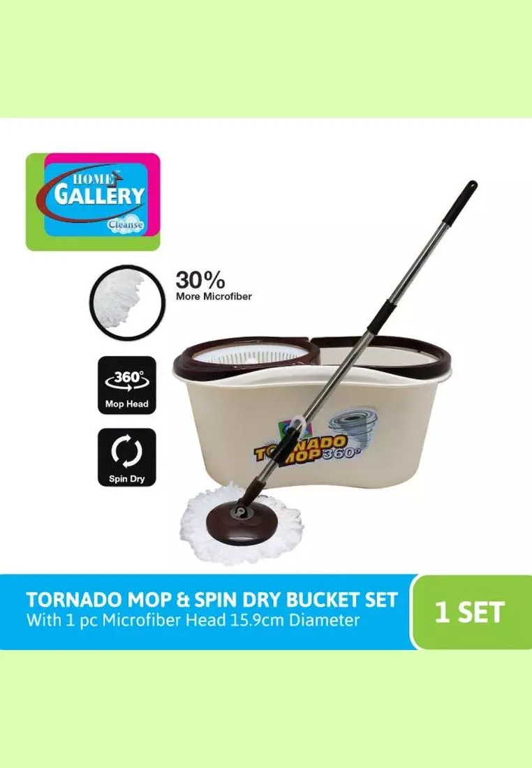 Efficient Home Gallery ZT-30 Tornado Spin Mop with Dry Bucket Set for Easy Cleaning