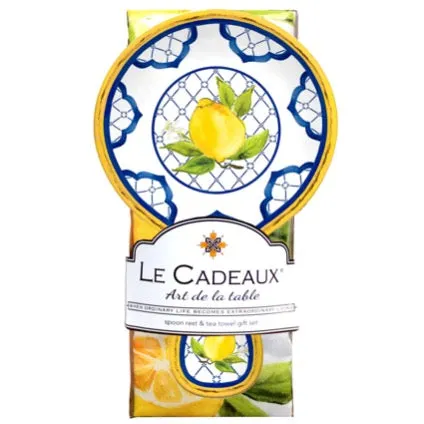 Lemon Basil Spoon Rest with Matching Tea Towel Gift Set GS-SR/TT-LB