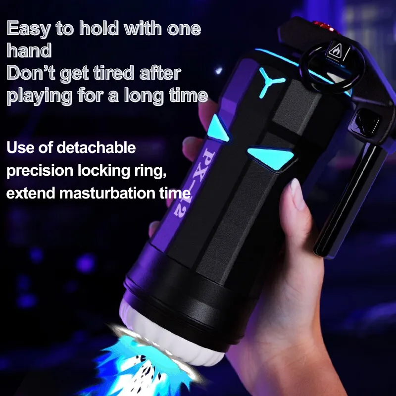 Lurevibe - Aircraft Cup Male Masturbation Device with Telescopic Vibration and Heating, High-Explosive Grenade Design