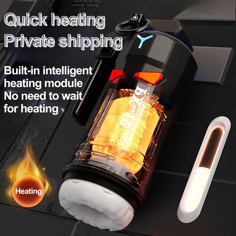 Lurevibe - Aircraft Cup Male Masturbation Device with Telescopic Vibration and Heating, High-Explosive Grenade Design