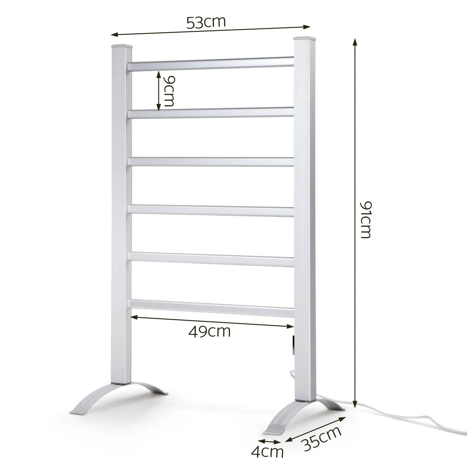 Portable Heated Towel Rail Rack, 6 Bars, Anti-Corrosion - Devanti