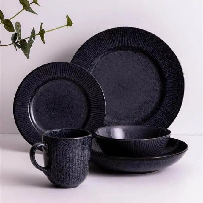 Reactive Linear Black Pasta Bowl - 23cm