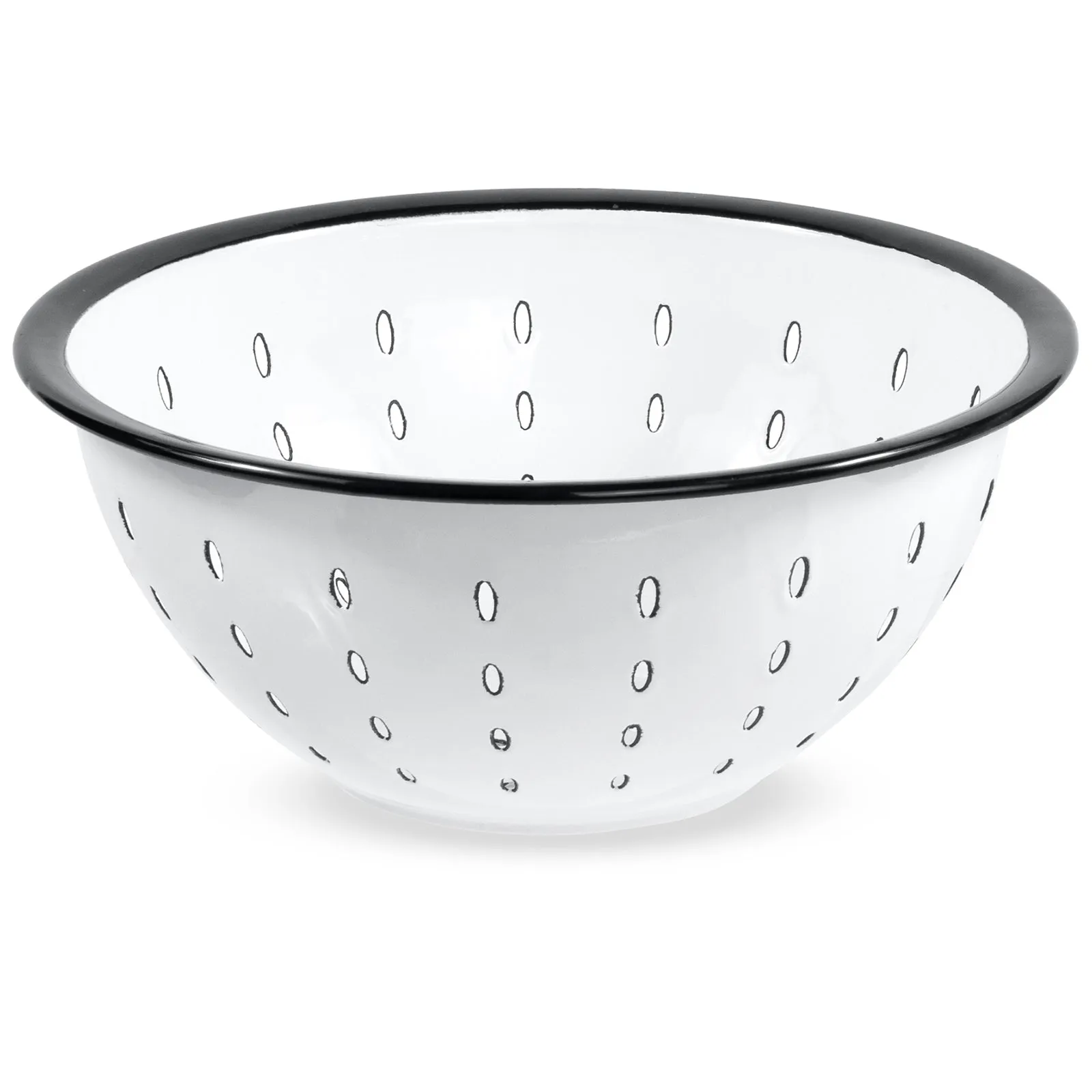Red Co. White Enameled Metal Colander Storage Bowl Food Strainer Kitchen Organizer