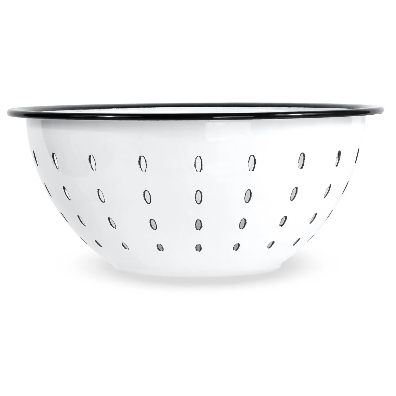 Red Co. White Enameled Metal Colander Storage Bowl Food Strainer Kitchen Organizer