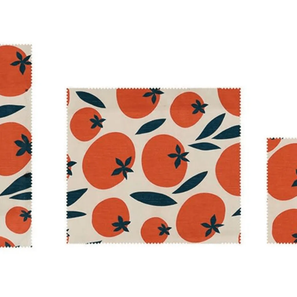 Reusable Fabric Beeswax Food Wraps with Prints (Set of 3)