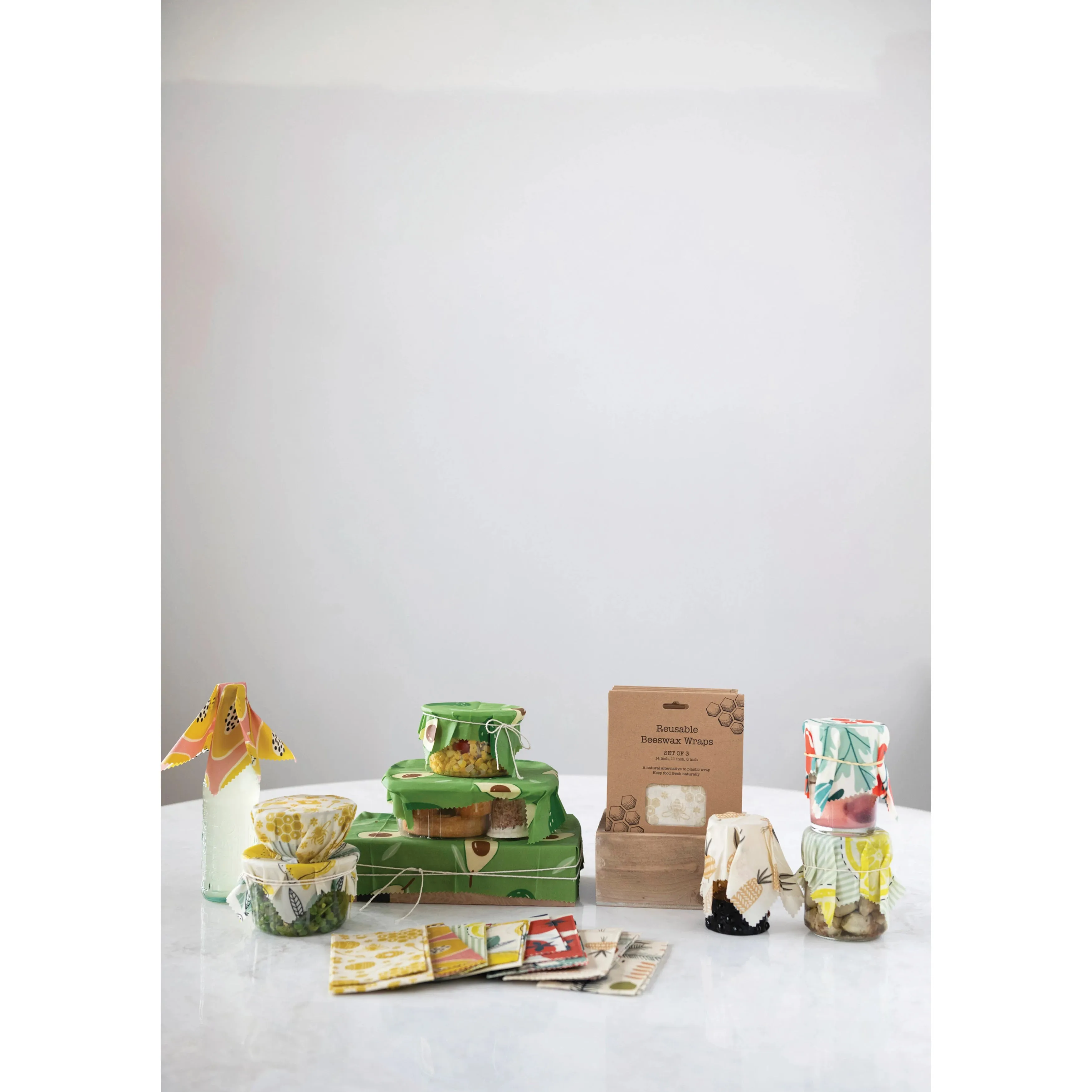 Reusable Fabric Beeswax Food Wraps with Prints (Set of 3)