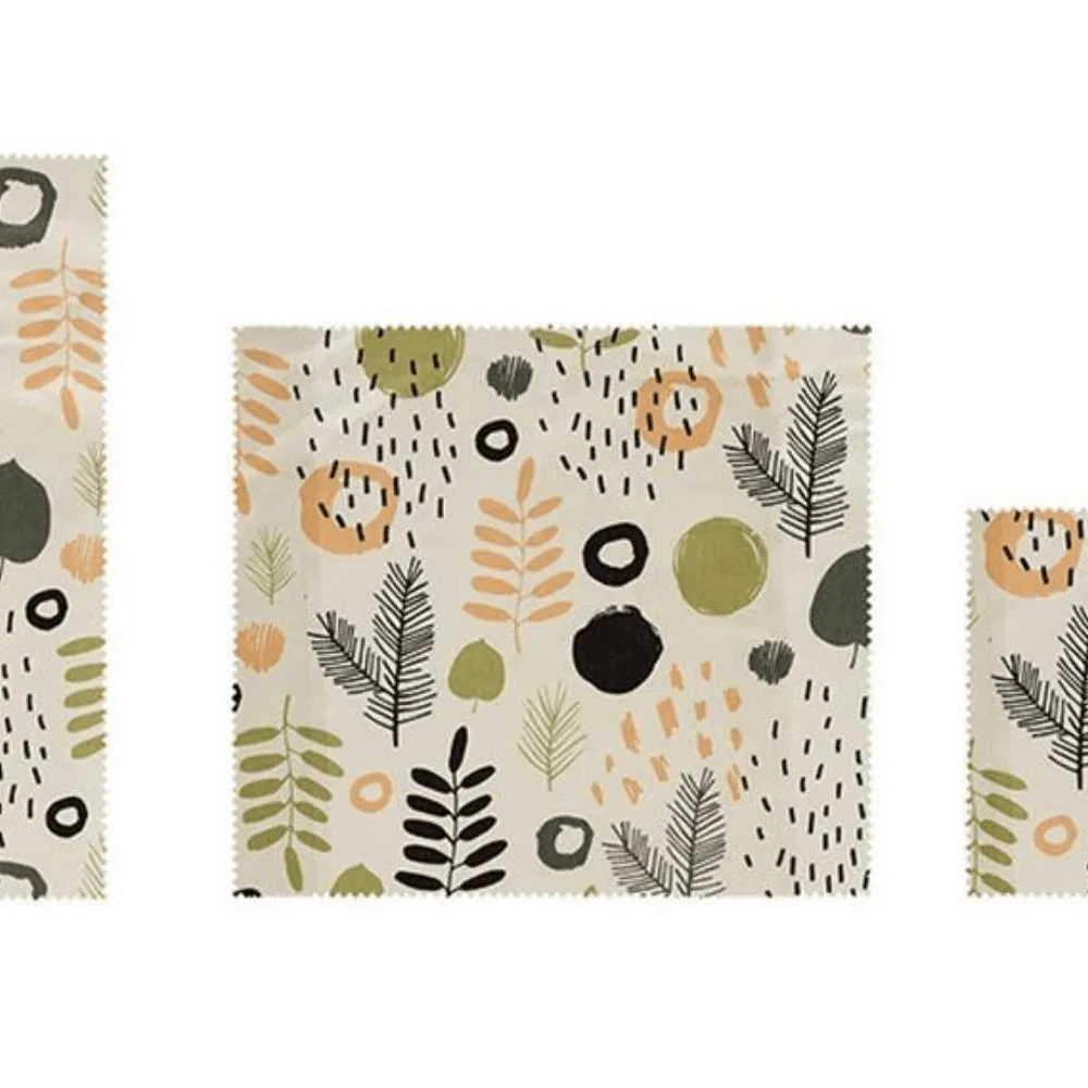 Reusable Fabric Beeswax Food Wraps with Prints (Set of 3)