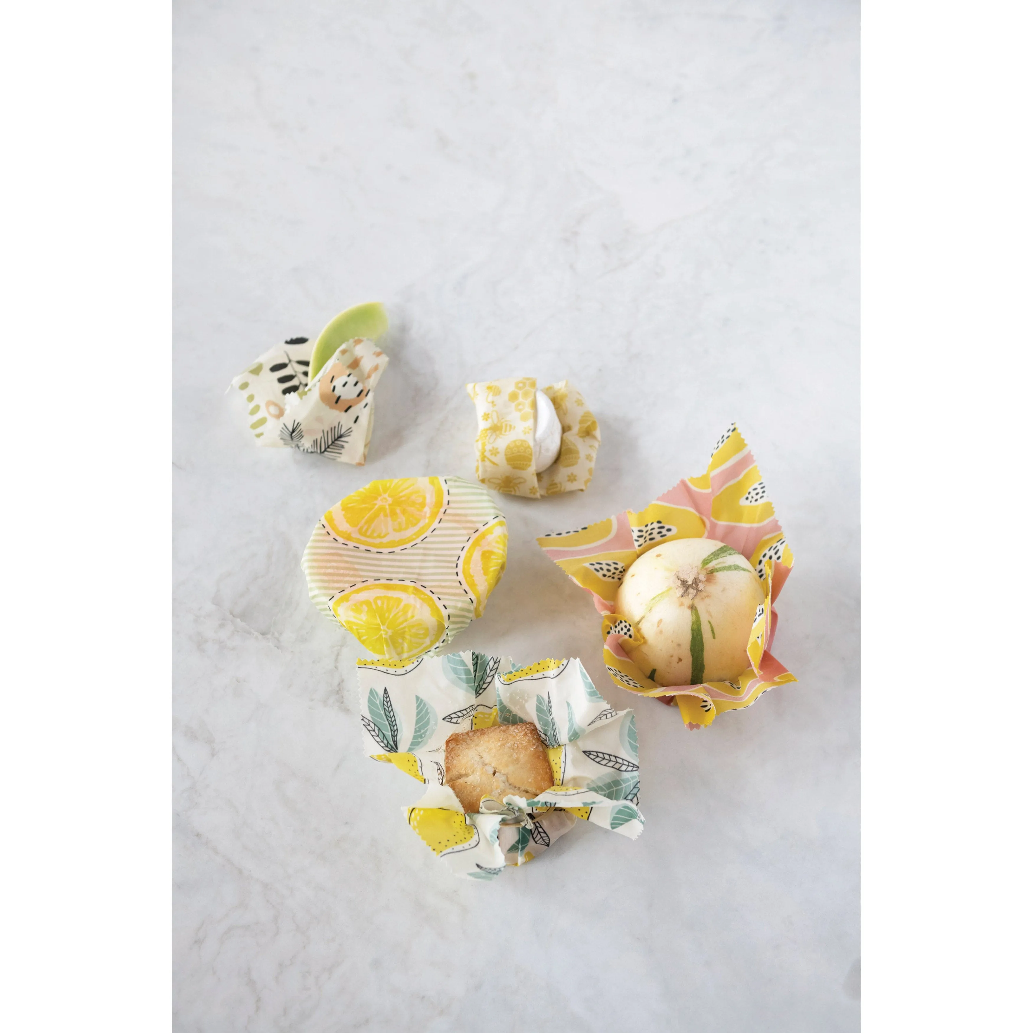 Reusable Fabric Beeswax Food Wraps with Prints (Set of 3)