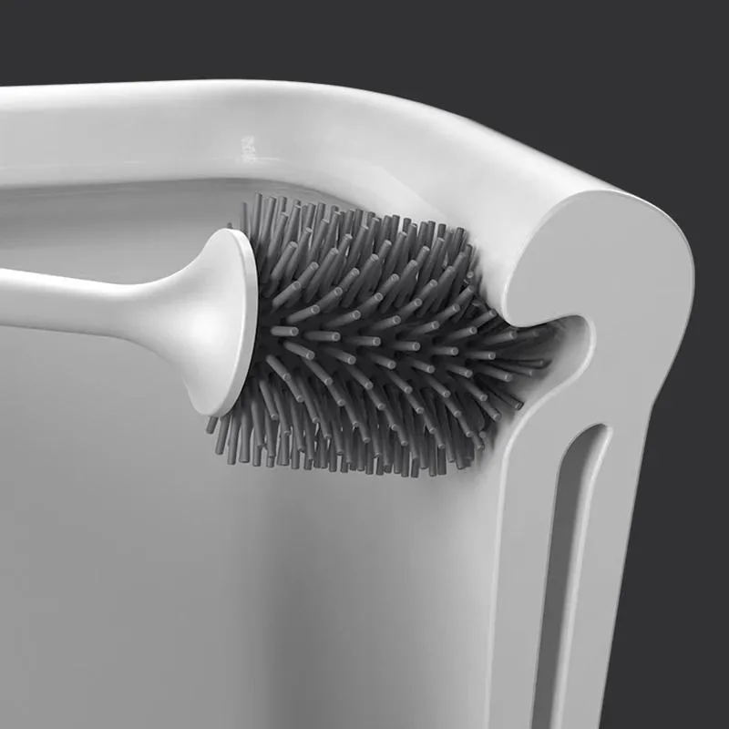 Silicone Head Toilet Brush Quick Draining Clean Tool