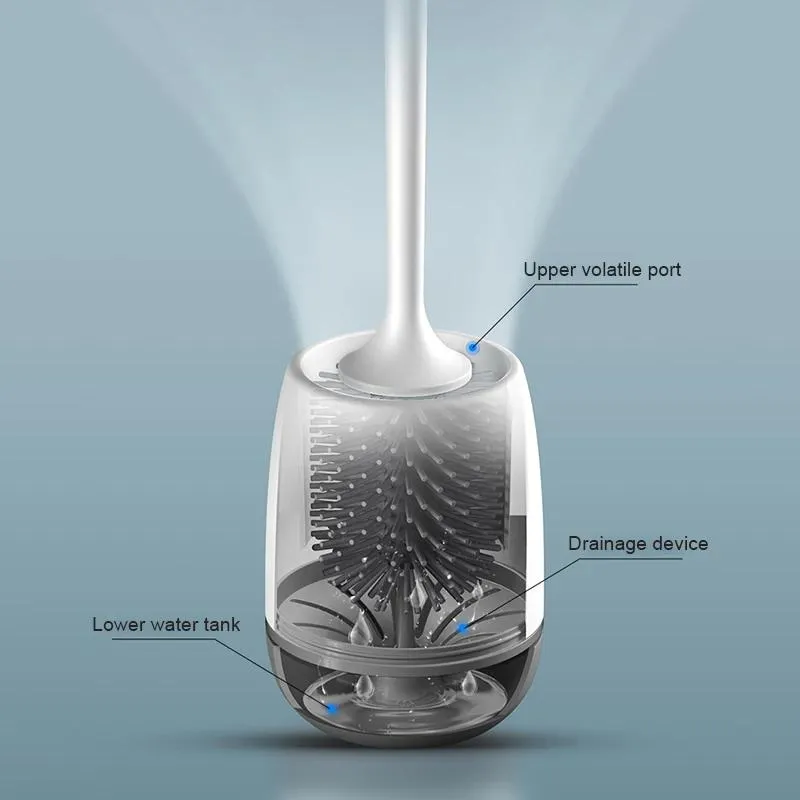 Silicone Head Toilet Brush Quick Draining Clean Tool