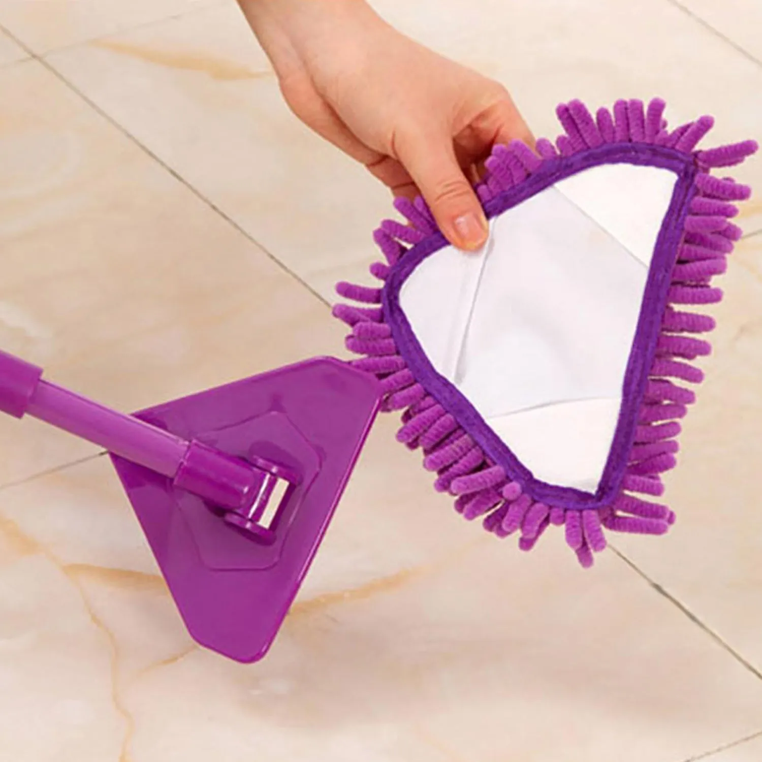 Stainless Steel Road Adjustable Triangle Mop Used for Cleaning Dusty and Wet Floor Surfaces and Tiles.