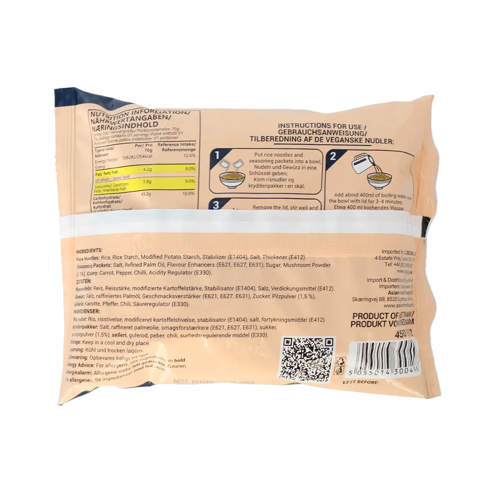 VEGAN VILLAGE Vegan Instant Rice Noodles - Phnom Penh Style 70g
