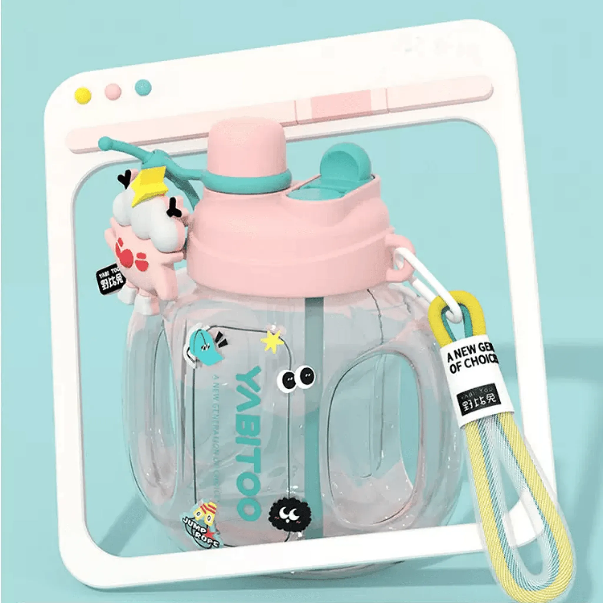 YABITOO Vitality TONTON Barrel 1,000ml Large Capacity Outing Carry Cute Double Drink STRAW Cup