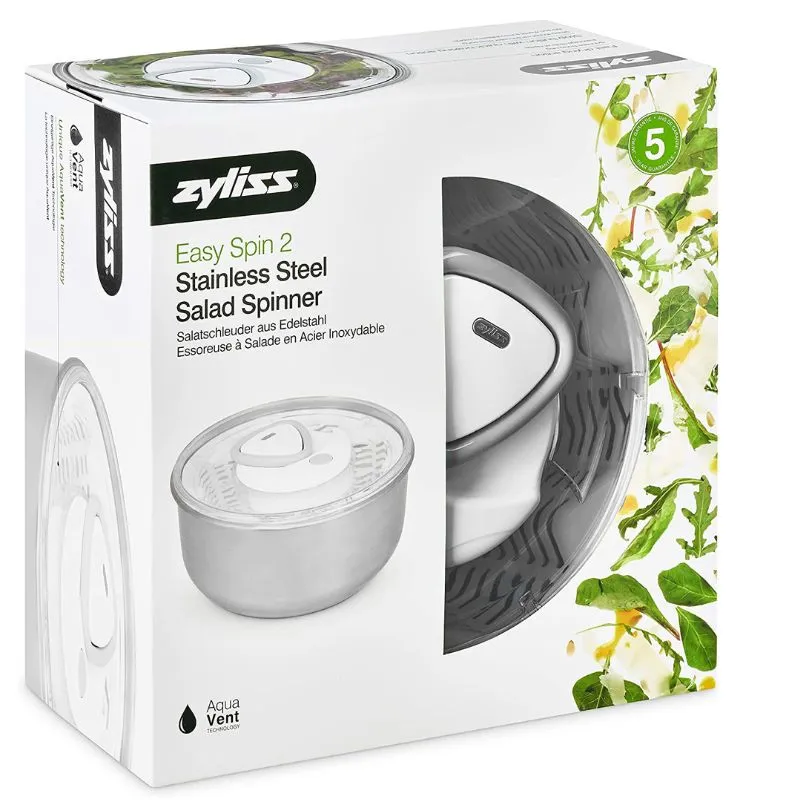 Zyliss Easy Spin 2 Salad Spinner with Stainless Steel Bowl